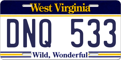 WV license plate DNQ533