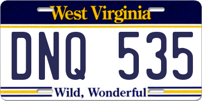 WV license plate DNQ535