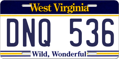 WV license plate DNQ536
