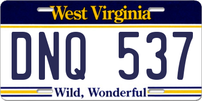 WV license plate DNQ537