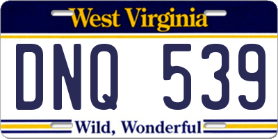 WV license plate DNQ539