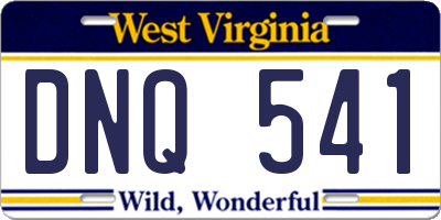 WV license plate DNQ541
