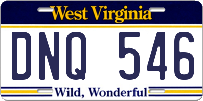 WV license plate DNQ546
