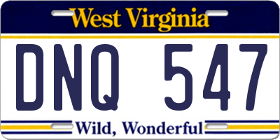 WV license plate DNQ547