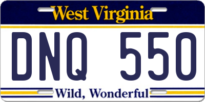 WV license plate DNQ550