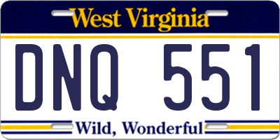 WV license plate DNQ551
