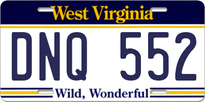WV license plate DNQ552