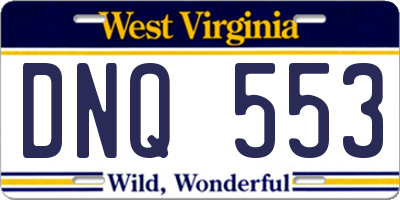 WV license plate DNQ553