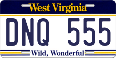 WV license plate DNQ555