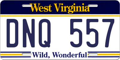 WV license plate DNQ557