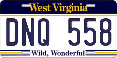 WV license plate DNQ558