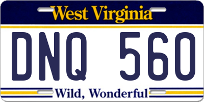 WV license plate DNQ560