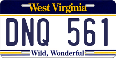 WV license plate DNQ561