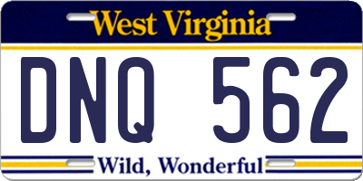 WV license plate DNQ562