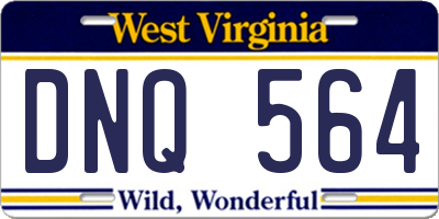 WV license plate DNQ564