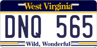 WV license plate DNQ565