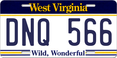 WV license plate DNQ566