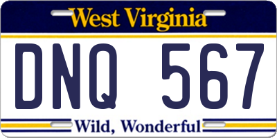 WV license plate DNQ567