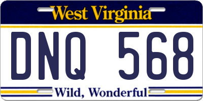 WV license plate DNQ568