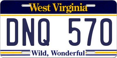 WV license plate DNQ570