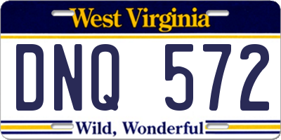 WV license plate DNQ572
