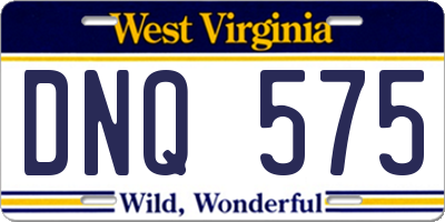 WV license plate DNQ575