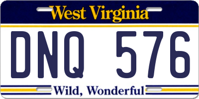 WV license plate DNQ576