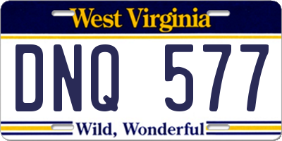 WV license plate DNQ577