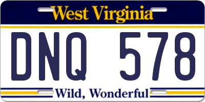 WV license plate DNQ578
