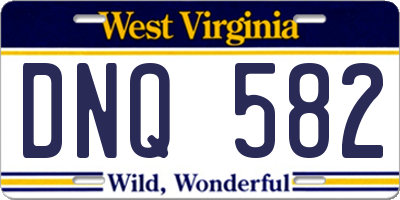 WV license plate DNQ582
