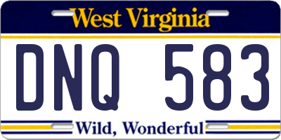 WV license plate DNQ583