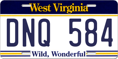 WV license plate DNQ584
