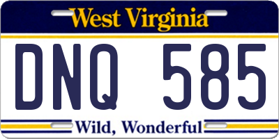 WV license plate DNQ585