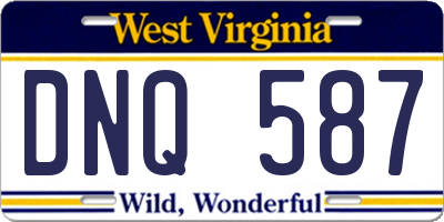WV license plate DNQ587