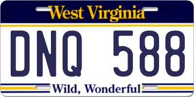 WV license plate DNQ588