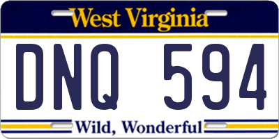 WV license plate DNQ594