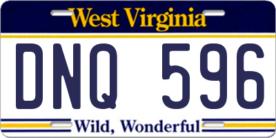 WV license plate DNQ596