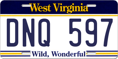 WV license plate DNQ597