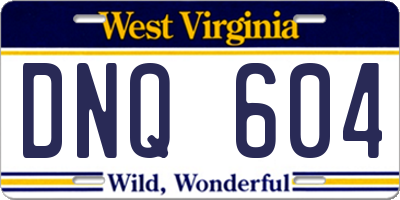 WV license plate DNQ604