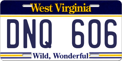 WV license plate DNQ606