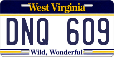 WV license plate DNQ609