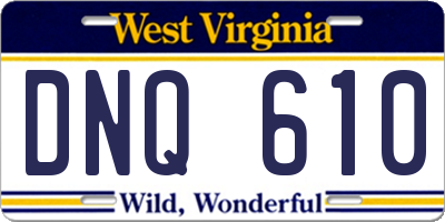 WV license plate DNQ610