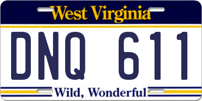 WV license plate DNQ611