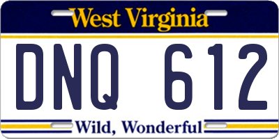 WV license plate DNQ612
