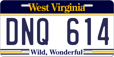 WV license plate DNQ614