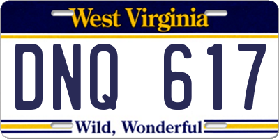 WV license plate DNQ617