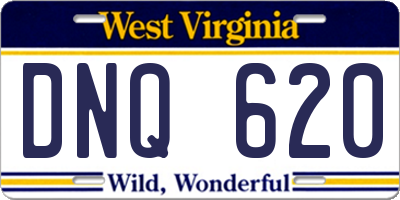 WV license plate DNQ620