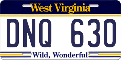 WV license plate DNQ630