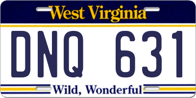 WV license plate DNQ631