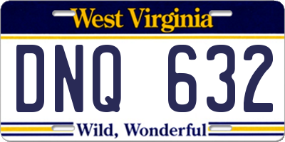 WV license plate DNQ632